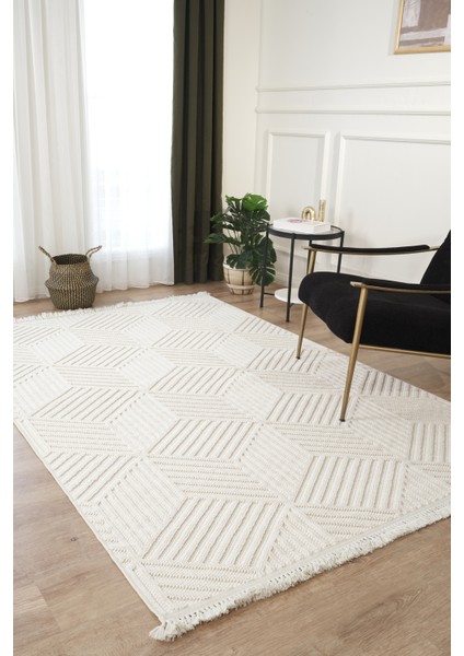 Naturel Bukleli Yumuşak Dokulu Iskandinav Dokuma Halı