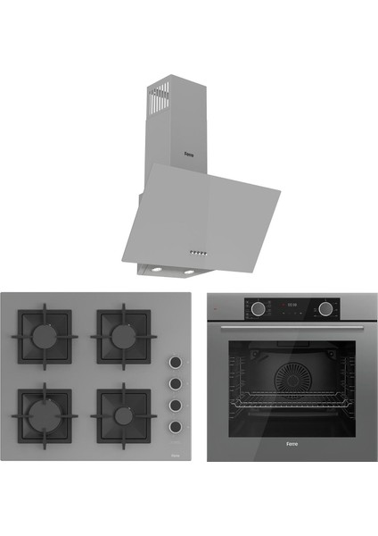 Fryart Sc Serisi Gri 3'lü Ankastre Set ( XE63CPR-SC208-D088 )