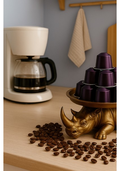 Dekoratif Tasarım Gold Gergedan Sunum Not Pratik Gereç Vegan Üretim 14 x 14 cm