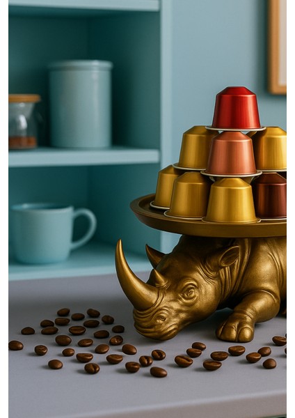 Dekoratif Tasarım Gold Gergedan Sunum Not Pratik Gereç Vegan Üretim 14 x 14 cm fiyatları