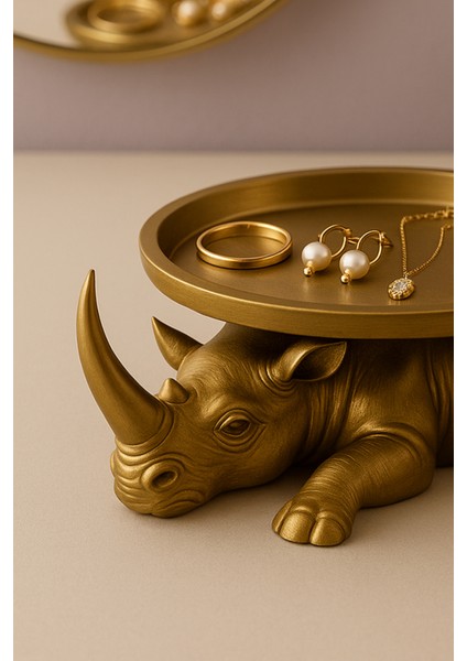 Dekoratif Tasarım Gold Gergedan Sunum Not Pratik Gereç Vegan Üretim 14 x 14 cm modelleri