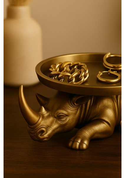 Dekoratif Tasarım Gold Gergedan Sunum Not Pratik Gereç Vegan Üretim 14 x 14 cm fırsatları