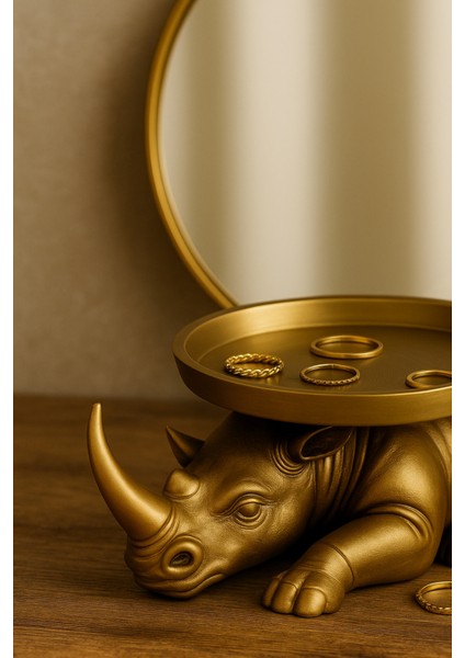 Dekoratif Tasarım Gold Gergedan Sunum Not Pratik Gereç Vegan Üretim 14 x 14 cm indirimleri