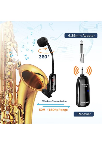 Uhf Kablosuz Saksafon Mikrofon Sistemi Dış Mekan Profesyonel Sahne Performansı Küçük Mikrofon