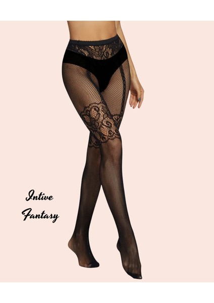 Intive Dantel Desenli Jartiyer Görünümlü File Külotlu ÇORAP-15541 modelleri