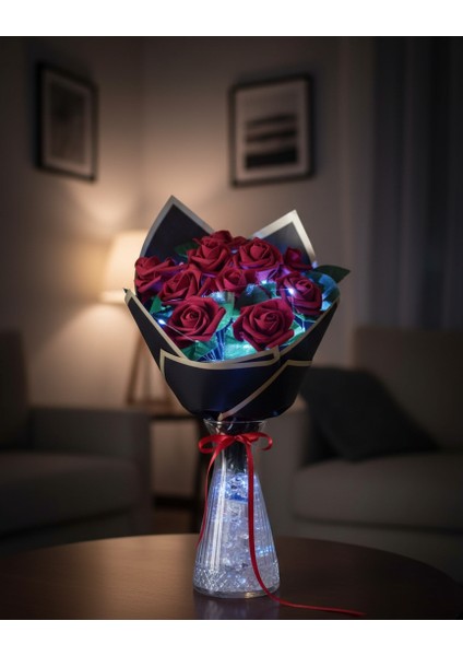 Ledli Kırmızı Gül Buketi