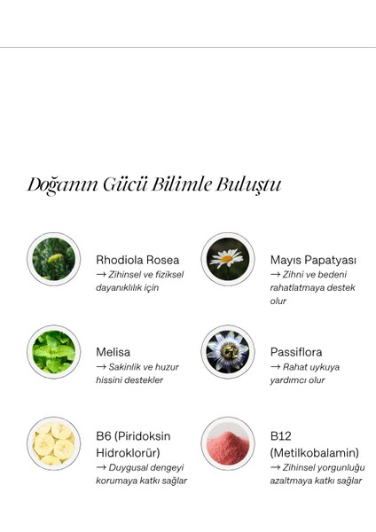 TheChill Rhodiola, Passiflora, Melisa, Mayıs Papatyası, Vitamin B6 ve Vitamin B12 İçeren Takviye Edici Gıda (Calm&Balance) modelleri