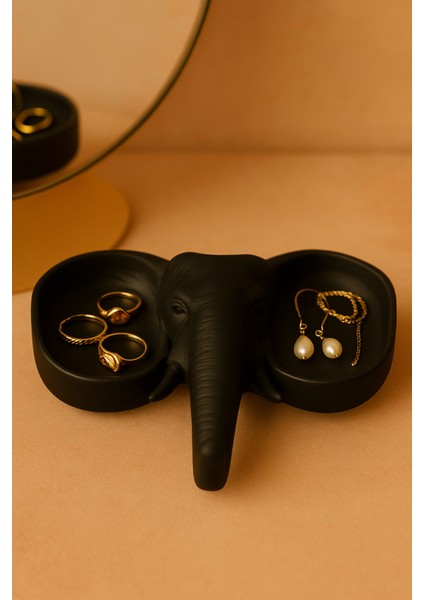 Siyah Fildişi Figürlü Sunumluk Banyo Sabunluk, Kahvaltı Tabağı, Takı Organizeri, Mumluk 15 x 15 cm modelleri