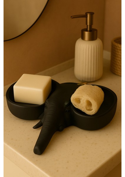 Siyah Fildişi Figürlü Sunumluk Banyo Sabunluk, Kahvaltı Tabağı, Takı Organizeri, Mumluk 15 x 15 cm fırsatları