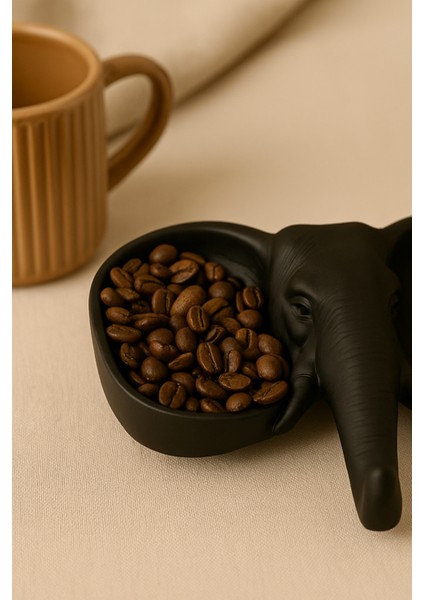 Siyah Fildişi Figürlü Sunumluk Banyo Sabunluk, Kahvaltı Tabağı, Takı Organizeri, Mumluk 15 x 15 cm