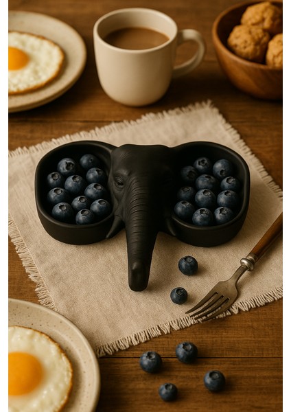 Siyah Fildişi Figürlü Sunumluk Banyo Sabunluk, Kahvaltı Tabağı, Takı Organizeri, Mumluk 15 x 15 cm