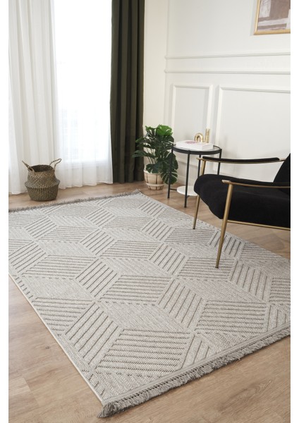 Naturel Bukleli Yumuşak Dokulu Iskandinav Dokuma Halı