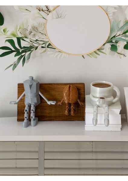 Kahve Köşesi Sevimli Biblo Seti 3lü, Kahve Çekirdeği, Kahve Kupası, Moka Pot, Coffee Set 10CM fiyatları