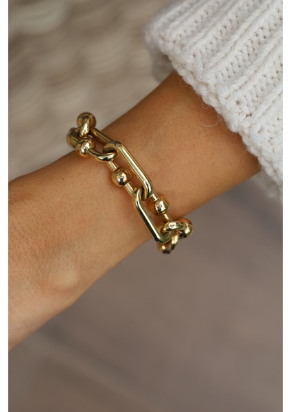 14 Ayar Altın Cetaş Iç Içe Top Detaylı Halkalar Bileklik modelleri