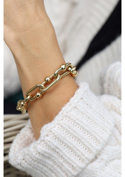 14 Ayar Altın Cetaş Iç Içe Top Detaylı Halkalar Bileklik fırsatları