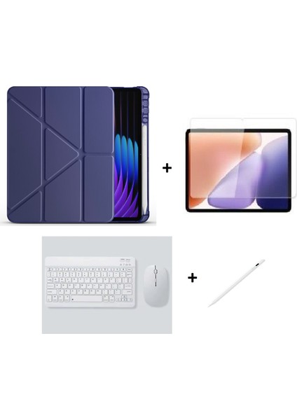Xiaomi Redmi Pad 2 Kalem Bölmeli Standlı Kılıf + Ekran Koruyucu + Klavye ve Mouse + Dokunmatik Kalem