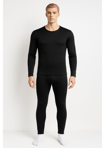 Erkek Termal Içlik Takımı Siyah | Alt Üst Set Soğuk Hava Kar Kış Içi Polar Kayak Termali