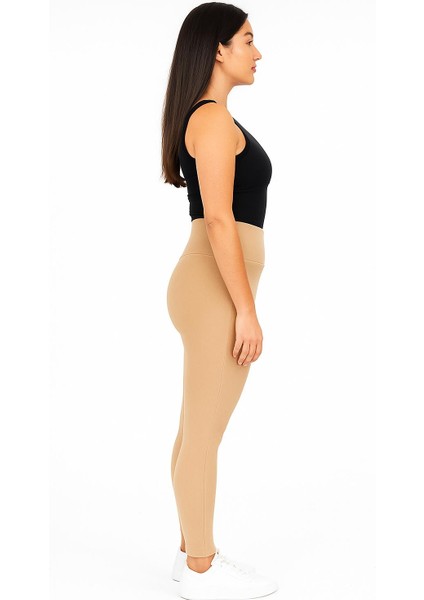 Kadın Yüksek Bel Basic Ten Rengi Tayt – Esnek, Rahat ve Günlük Kullanıma Uygun modelleri