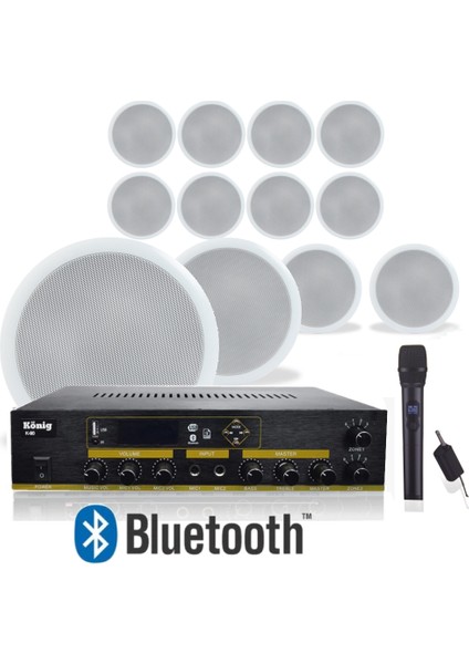 12’li Tavan Hoparlörlü El Mikrofonlu Bluetooth Anfi Ses Sistemi Seti