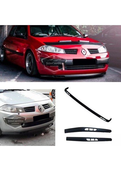 Renault Megane 2 2003-2008 Uyumlu Üniversal Laguna Lip Esnek Ön Lip 2 Parça Tampon Altı Dil Karlık Ön Ek
