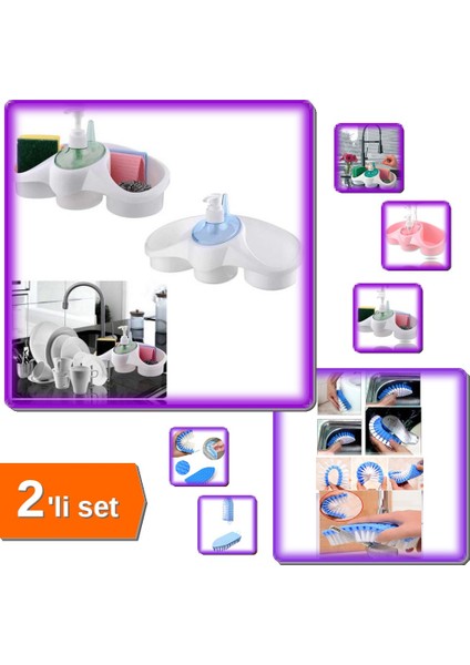 Sıvı Sabunluk + Esnek Kenar Banyo Temizleme Fırçası 8K4H1B