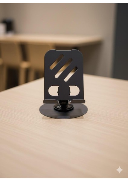 Alüminyum Katlanabilir 360 Dönebilen Ayarlanabilir Telefon Standı Telefon Tutacağı Tablet Tutucu Masa Üstü Siyah