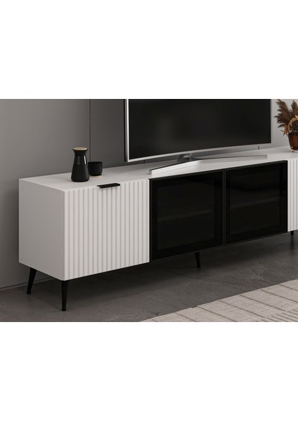 Plus Tv Ünitesi Cam Kapak Beyaz/beyaz fırsatları