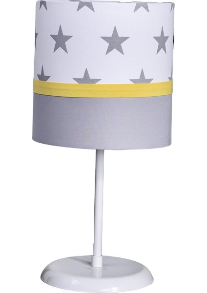 Beyaz Yıldızlı M-0424 Gri Sarı 2.li Set Kumaş Kaplama Genç ve Çocuk Odası Avize ve Abajur Takımı modelleri