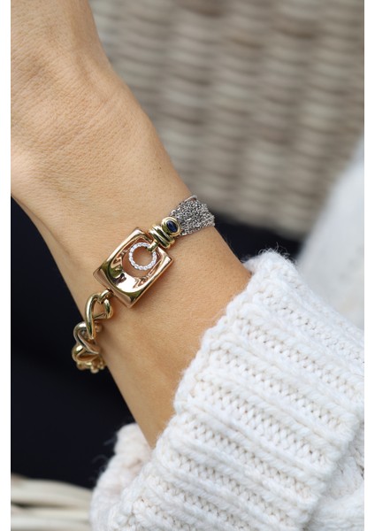 14 Ayar Altın Cetaş Iki Zincirli Obje Detaylı Tasarım Bileklik fırsatları