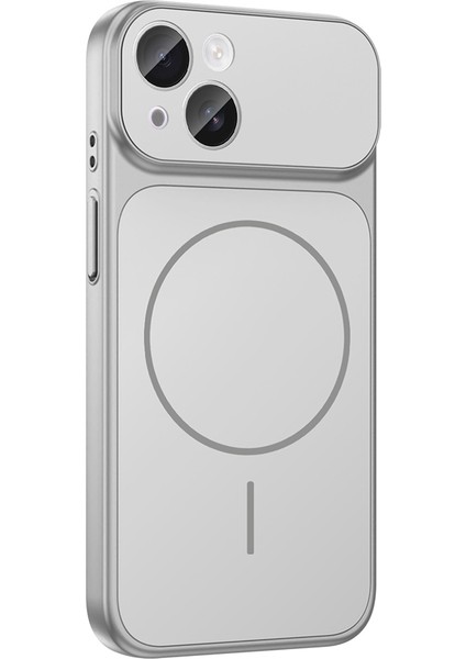 iPhone 13 Kılıf Lckc M-Safe Şarj Özellikli Kamera Korumalı Formen Kapak - Gümüş