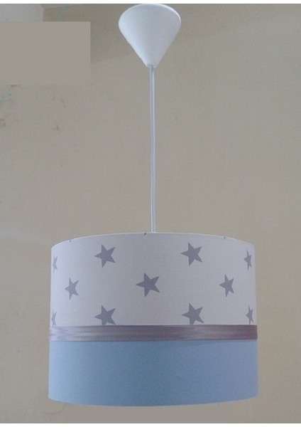 Beyaz Yıldızlı M-0426 Mavi 2.li Set Kumaş Kaplama Genç ve Çocuk Odası Avize ve Abajur Takımı fiyatları