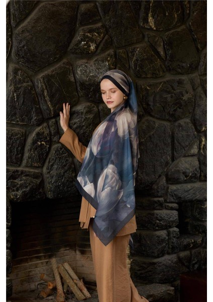 Siyah/Mor Winter Bloom Soft Şal modelleri