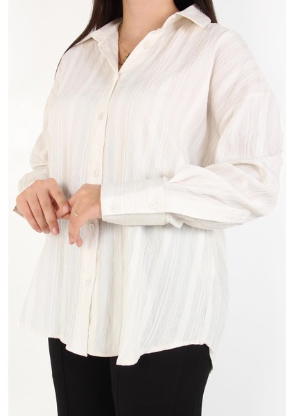 5575 Kalın Ince Kendinden Çizgili Gömlek