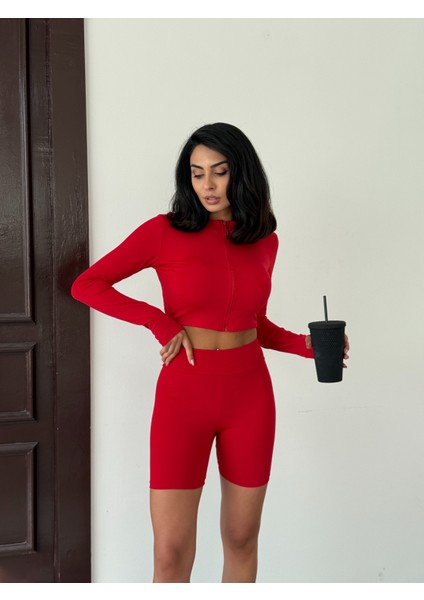 Slim Fit Yüksek Bel Toparlayıcı Crop Kadın 2’li Tayt Takım modelleri
