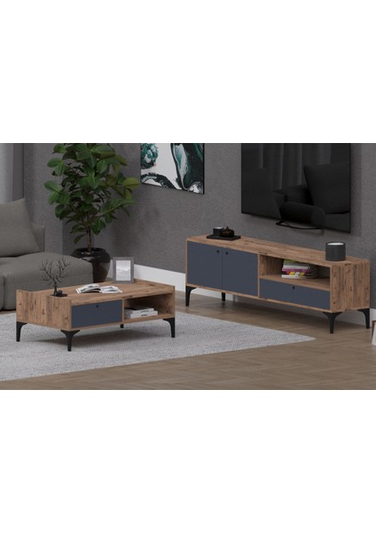 Nova&odıon Orta Sehpa ve Tv Ünitesi Ceviz&antrasit