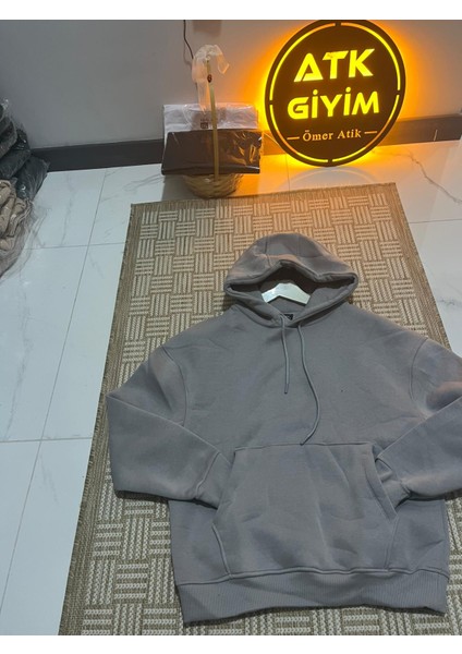 Unisex Relax Fit Rahat Kesim Pamuklu Içi Polarlı Çift Cepli Fermuarlı Beyaz Kapüşonlu Sweatshirt indirimleri