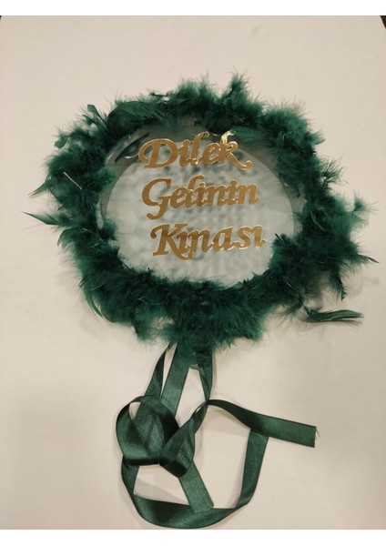 Isme Özel Otrişli Pleksi Süslü Deri Tef Kına Gecesi Gelin Tefi Vurmalı Çalgı Müzik Aleti Yeşil