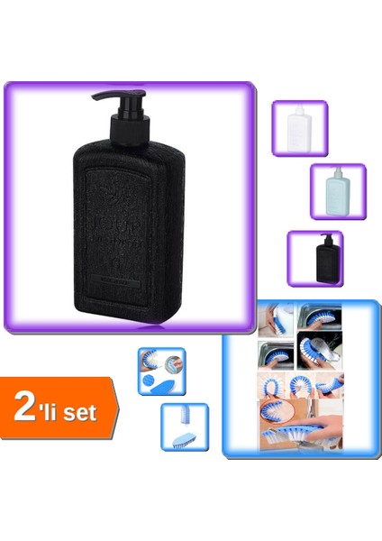 Esnek Kenar Fırça + 500 ml Sabunluk 2li Set ile Hijyenik Temizlik 3F5D9L