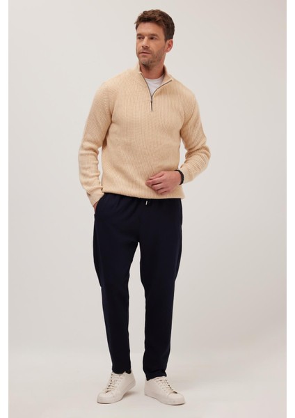 Erkek Regular Fit Beli Lastikli Bağcıklı Jogger lacivert Pantolon Rahat Kesim Yan Cepli fiyatları