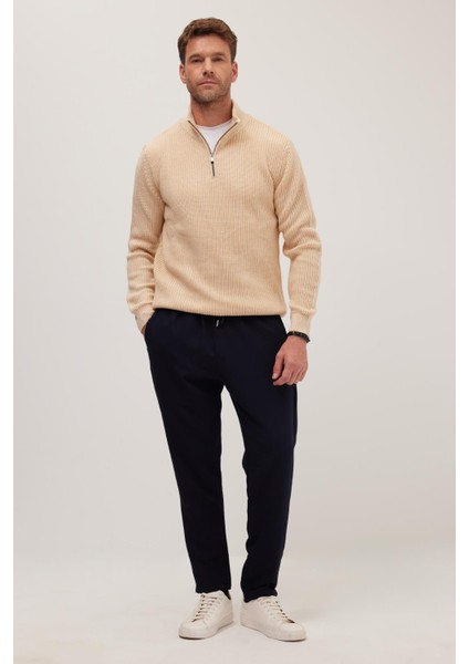 Erkek Regular Fit Beli Lastikli Bağcıklı Jogger lacivert Pantolon Rahat Kesim Yan Cepli fırsatları