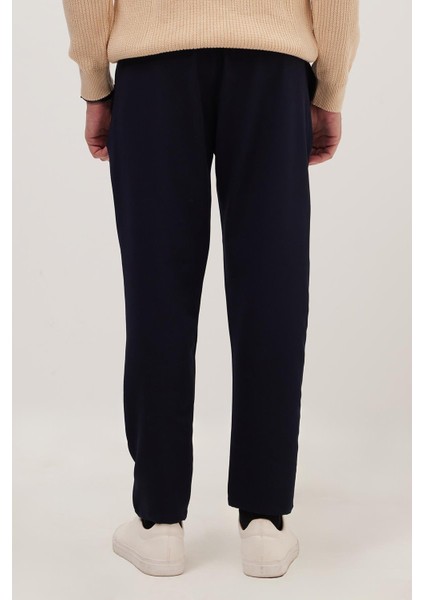 Erkek Regular Fit Beli Lastikli Bağcıklı Jogger lacivert Pantolon Rahat Kesim Yan Cepli