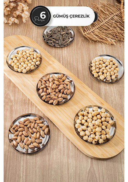 TPSE12 Manor 12 cm Metal Tatlı Tabağı 6 Adet Gümüş Renk – Şık Sunum ve Servis Seti