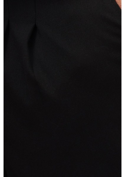 Erkek Regular Fit Klasik Kesim Normal Bel Geniş Paça Siyah Pantolon