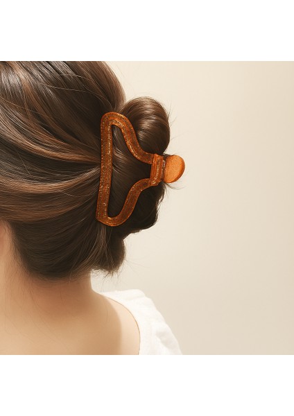 Simli Oval Model Turuncu Renk 11 cm Kadın Mandal Saç Tokası - Şık ve Dayanıklı fiyatları