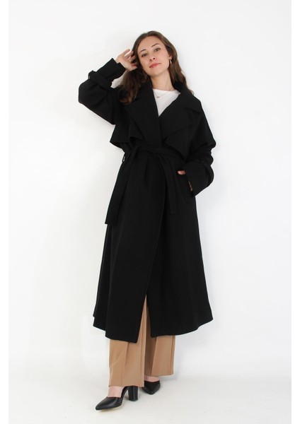 8102 Rüzgarlıklı Uzun Kaşe Kaban