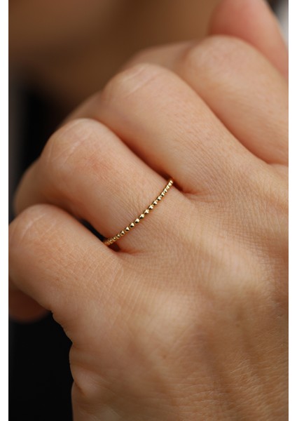 14 Ayar Altın Mini Daireler Dizisi Yüzük modelleri