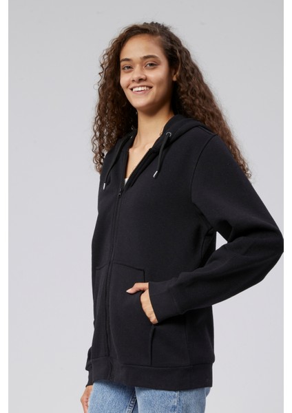 Mooncover Kadın Fermuarlı Kapşonlu Kanguru Cepli Sweatshirt fiyatları