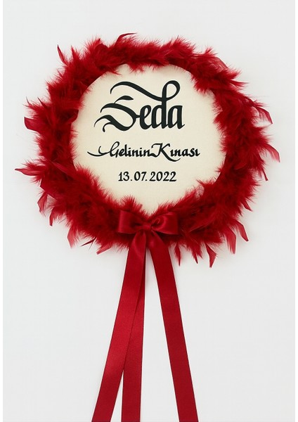 Isme Özel Otriş Süslü Deri Tef Kına Gecesi Gelin Tefi 30CM Vurmalı Çalgı Müzik Aleti Bordo