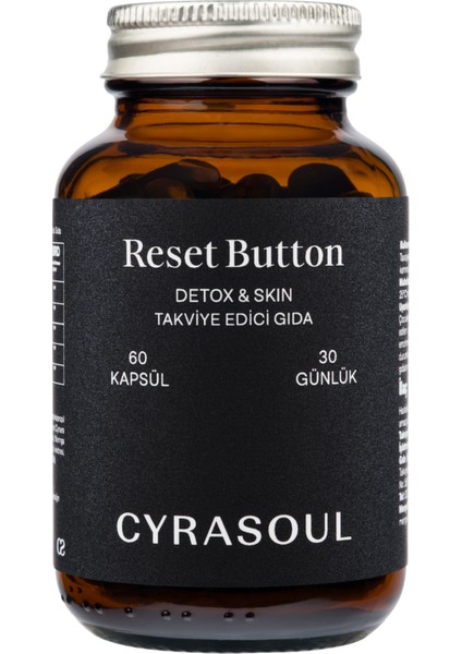 Reset Button Karahindiba, Enginar, Devedikeni, Moringa ve Zerdeçal İçeren Takviye Edici Gıda (Detox&Skin)