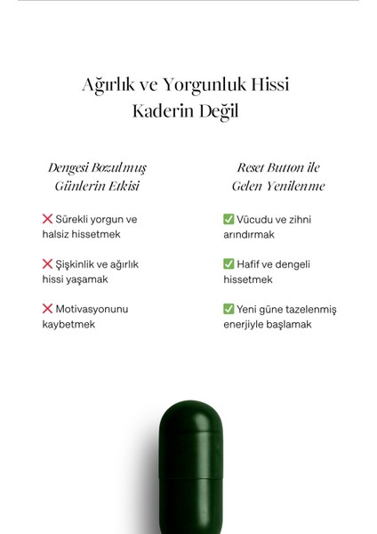 Reset Button Karahindiba, Enginar, Devedikeni, Moringa ve Zerdeçal İçeren Takviye Edici Gıda (Detox&Skin) fırsatları